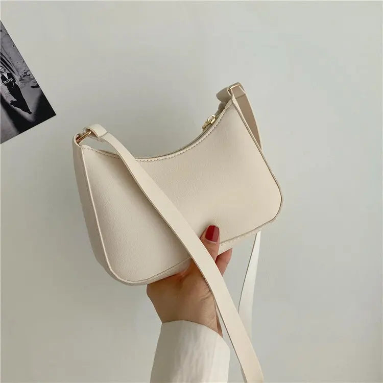 Bolsa de axilas de couro PU feminina, bolsa Hobos retrô, monocromática, casual, moda, nova