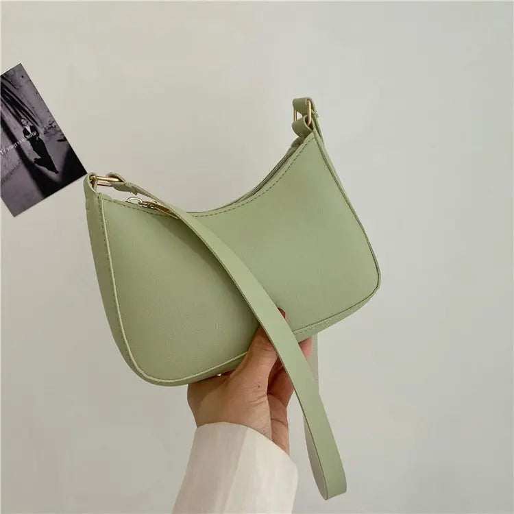 Bolsa de axilas de couro PU feminina, bolsa Hobos retrô, monocromática, casual, moda, nova