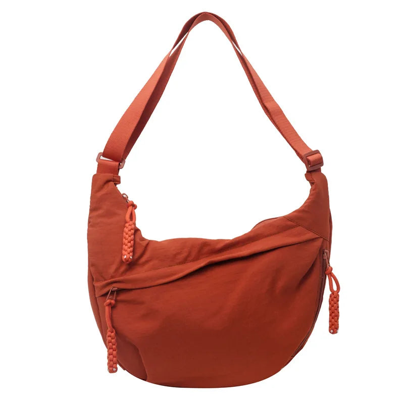 Bolsa de ombro de tecido de náilon nova alta capacidade feminina crossbody saco do mensageiro lazer versátil ombro hobos saco