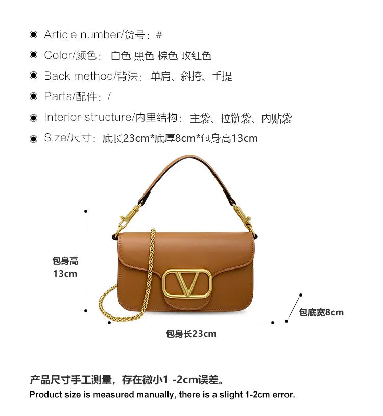 Bolsa feminina de couro de bezerro corrente de um ombro crossbody nova moda e versátil bolsa feminina de alta qualidade