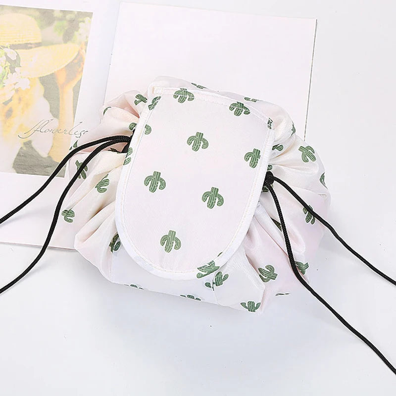 Mulheres cordão saco de cosméticos armazenamento de viagem saco de maquiagem organizador feminino compõem bolsa portátil à prova dwaterproof água caso de beleza de higiene pessoal