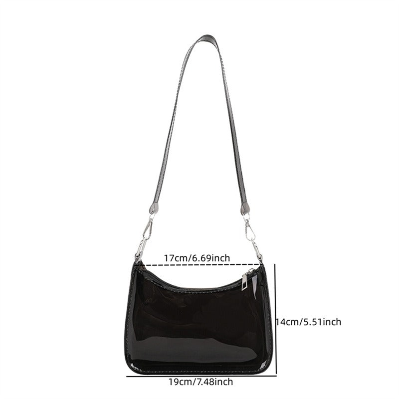 Bolsa de ombro de gelatina transparente para mulheres, bolsas pequenas com zíper nas axilas Y2K e bolsa da moda