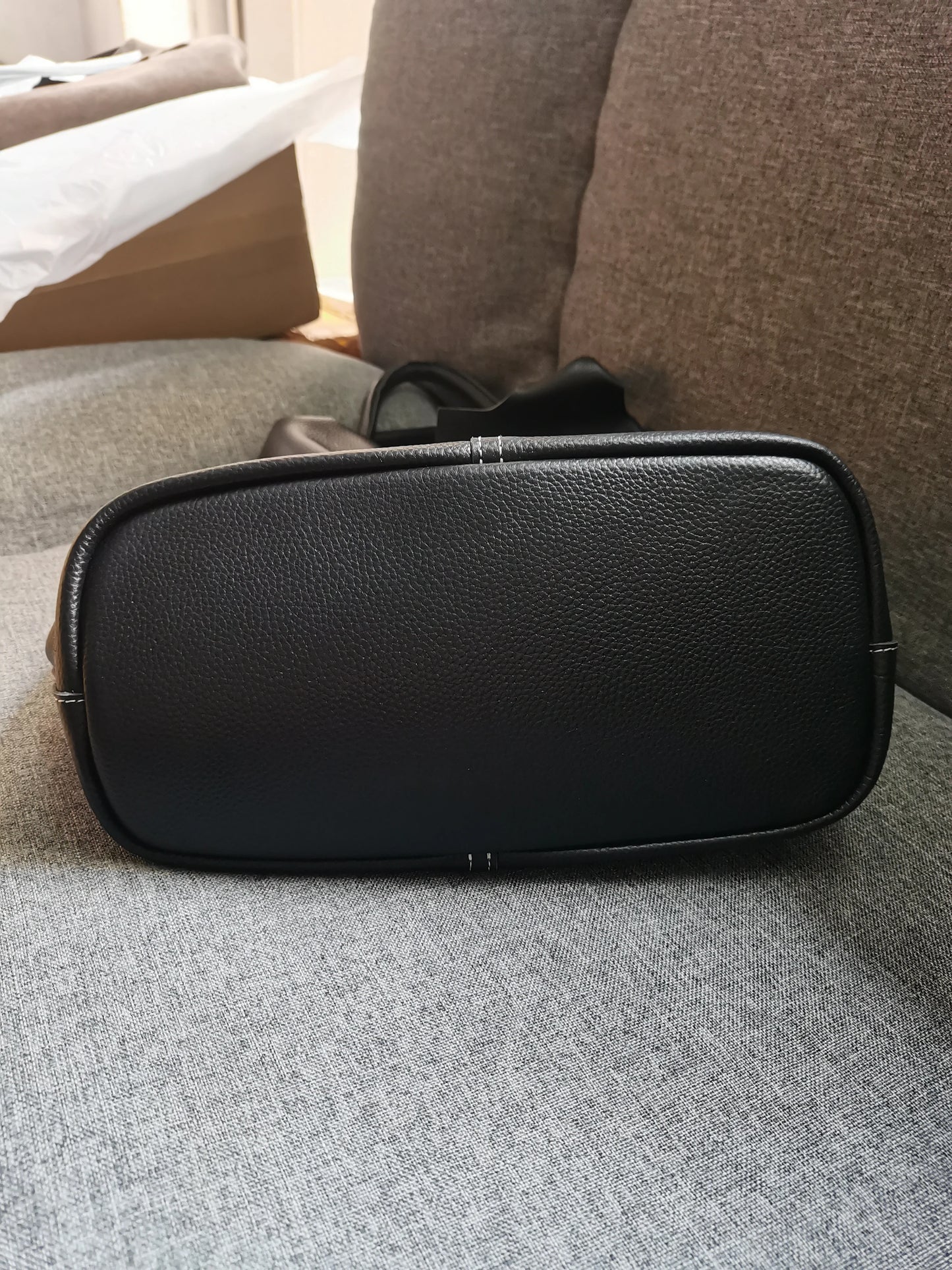 Couro genuíno commuter sacola simples senhoras macio tote bolsa de ombro grande capacidade bolsa balde feminina 2025 novo