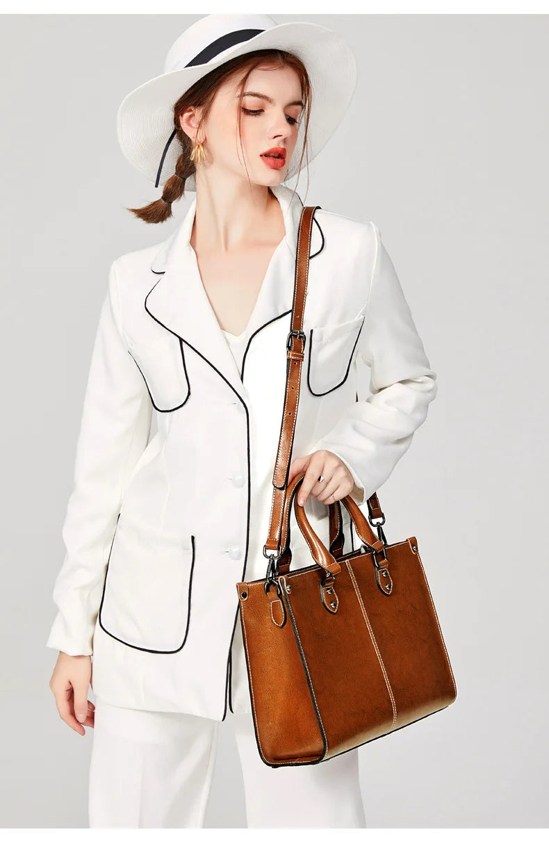 Bolsa feminina corpo cruz bolsa de ombro couro genuíno compras moda escritório feminino real mensageiro sacos alça superior