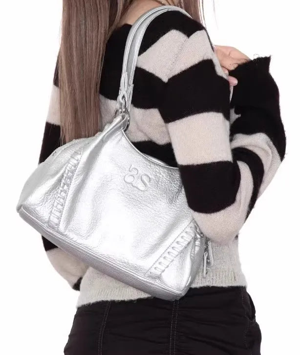 Nicho coreano ASON 24FW couro mini motocicleta bolsa de ombro único axila bolsa de grande capacidade