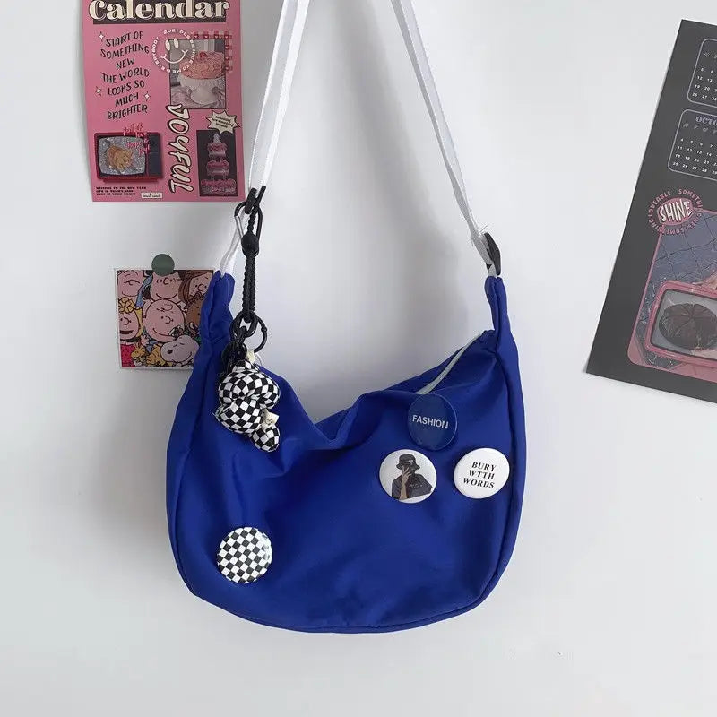 Marca da moda bolsa de ombro versátil feminina, bolsa tiracolo casual, moda coreana e japonesa, azul klein, novo estilo, 2024