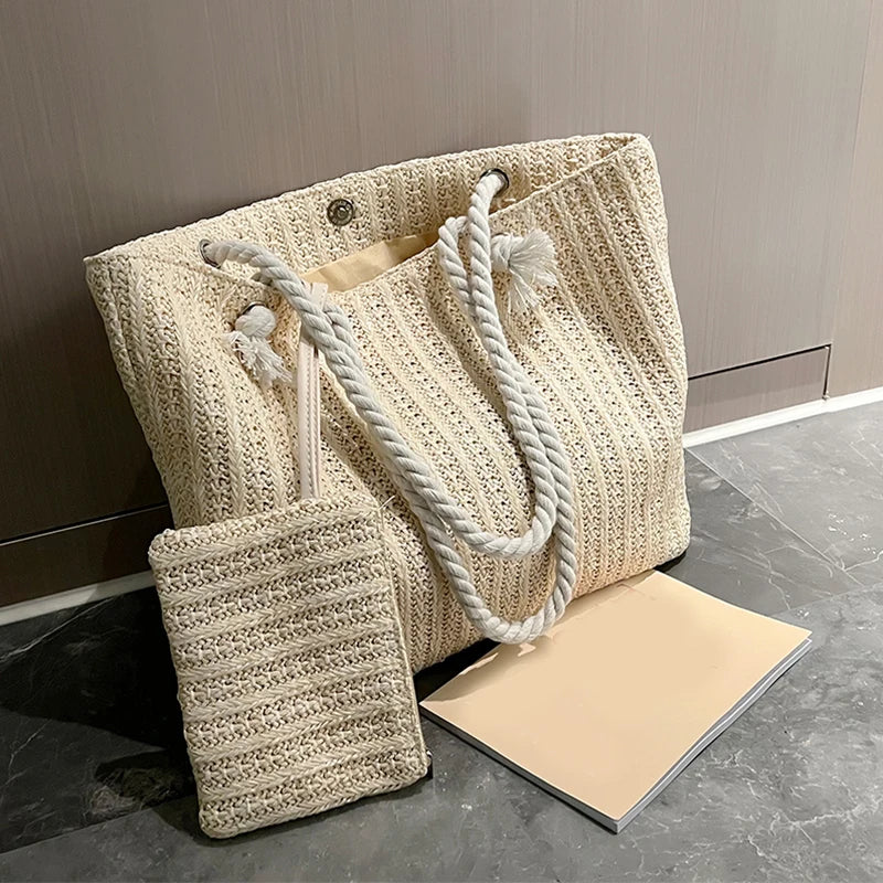 Designer bolsas femininas moda grande capacidade palha sacola verão praia saco casual bali grande bolsa