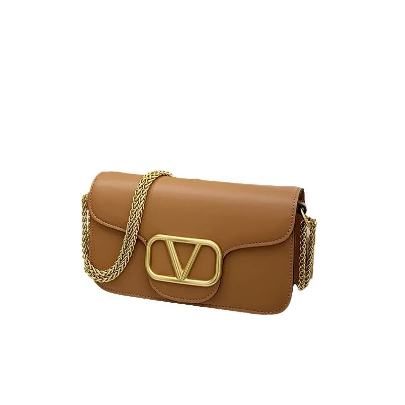 Bolsa feminina de couro de bezerro corrente de um ombro crossbody nova moda e versátil bolsa feminina de alta qualidade