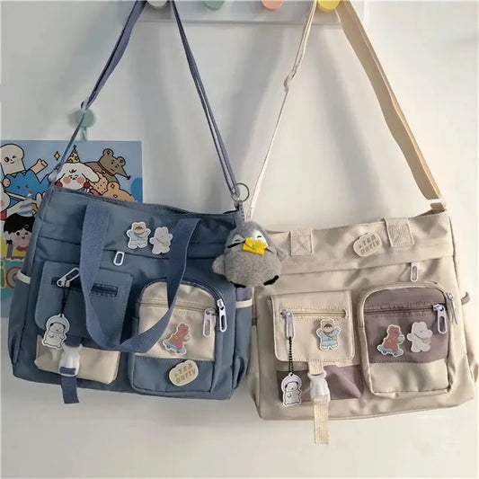 Bolsa de ombro feminina de lona à prova d'água, bolsa mensageiro de nylon para mulheres, bolsa crossbody oxford, sacola de livros para meninas