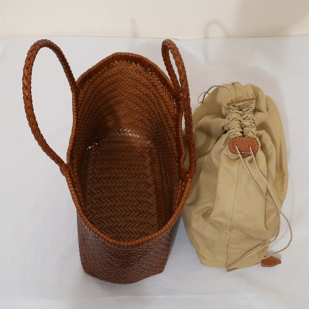 Bolsas femininas de couro genuíno bolsa de ombro tecelagem casual saco de compras vintage grande tote bolsa de mão cruz senhora