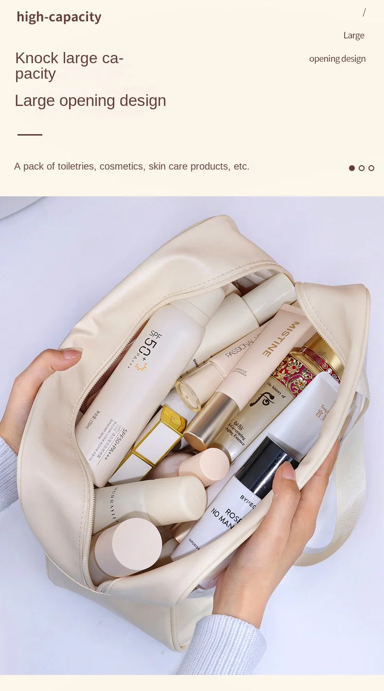 Bolsa cosmética de viagem portátil feminina, bolsa de maquiagem transparente de grande capacidade para banho, multifuncional, à prova d'água, estojo de armazenamento
