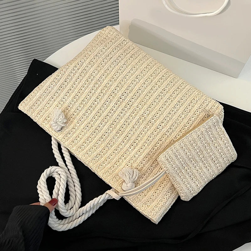 Designer bolsas femininas moda grande capacidade palha sacola verão praia saco casual bali grande bolsa