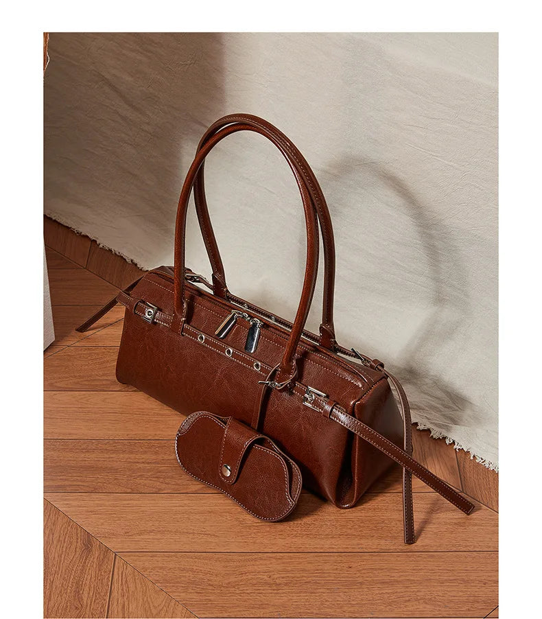 2025 nova bolsa de ombro feminina de couro genuíno luxo senhoras bolsa baguette saco feminino commuter compras axilas saco