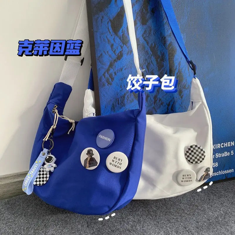 Marca da moda bolsa de ombro versátil feminina, bolsa tiracolo casual, moda coreana e japonesa, azul klein, novo estilo, 2024