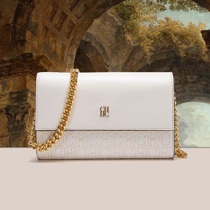 Bolsa de ombro feminina requintada e minimalista com alça de ombro de corrente design versátil para deslocamento e reuniões