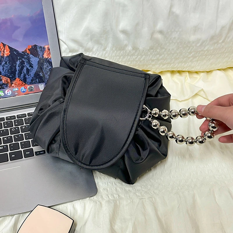 Mulheres cordão saco de cosméticos armazenamento de viagem saco de maquiagem organizador feminino compõem bolsa portátil à prova dwaterproof água caso de beleza de higiene pessoal