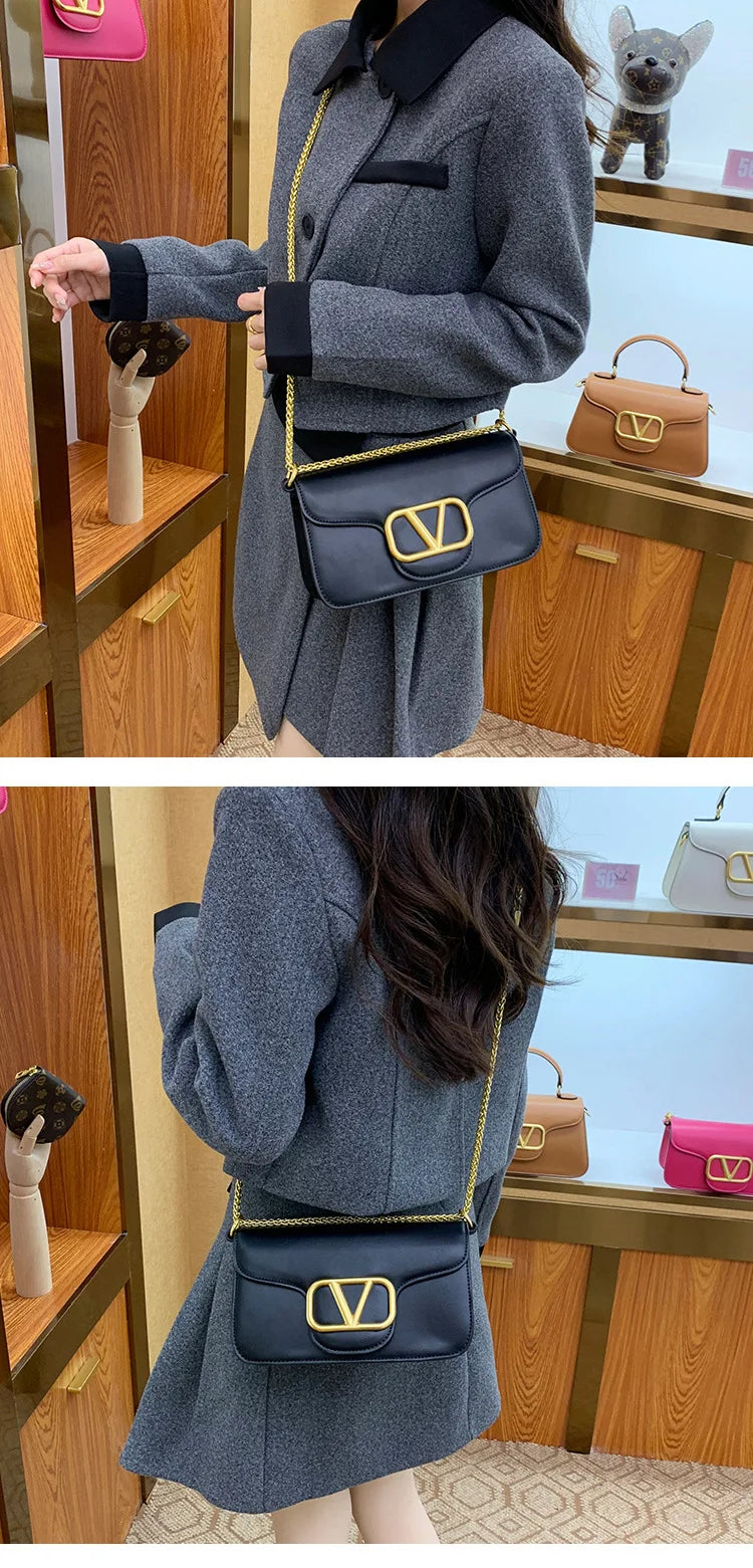 Bolsa feminina de couro de bezerro corrente de um ombro crossbody nova moda e versátil bolsa feminina de alta qualidade