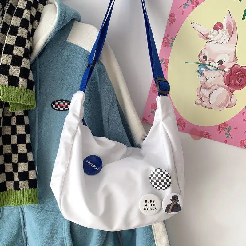 Marca da moda bolsa de ombro versátil feminina, bolsa tiracolo casual, moda coreana e japonesa, azul klein, novo estilo, 2024