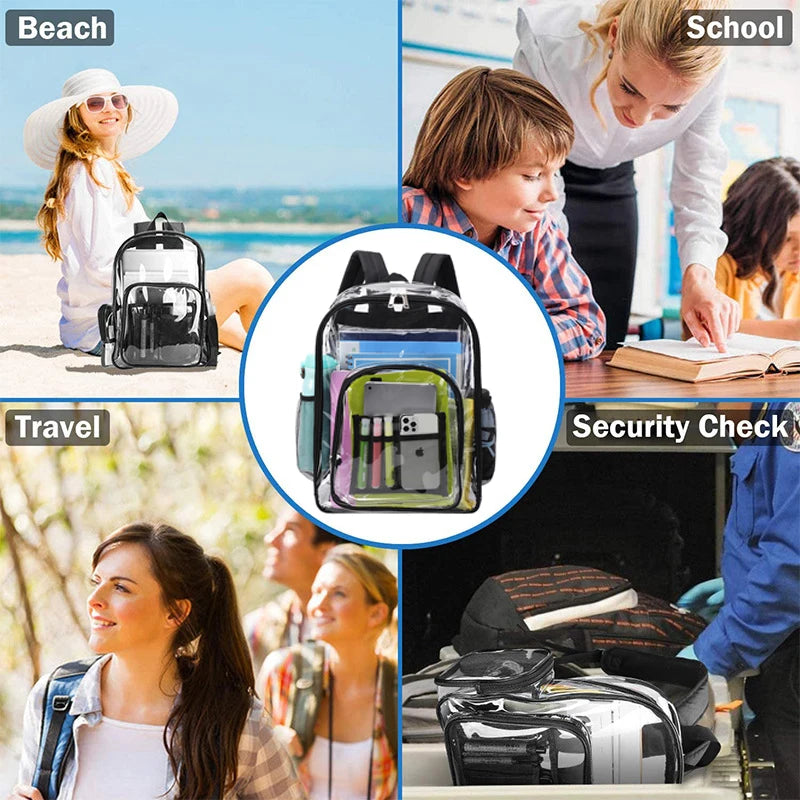 Bolsa de ombro transparente unissex moda simples grande capacidade mochilas portáteis multifuncional à prova dwaterproof água masculino feminino mochila