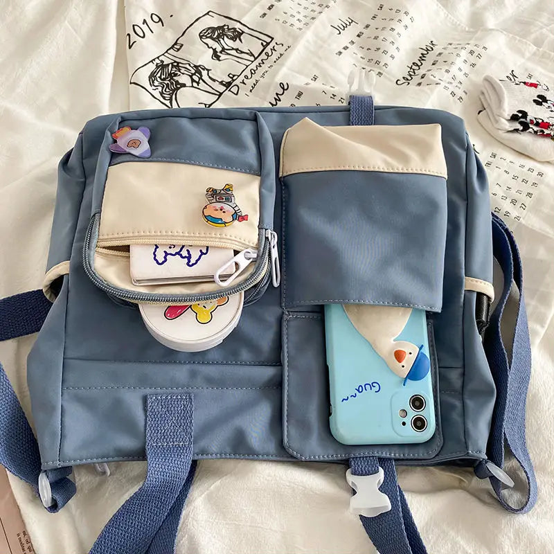 Bolsa de ombro feminina de lona à prova d'água, bolsa mensageiro de nylon para mulheres, bolsa crossbody oxford, sacola de livros para meninas