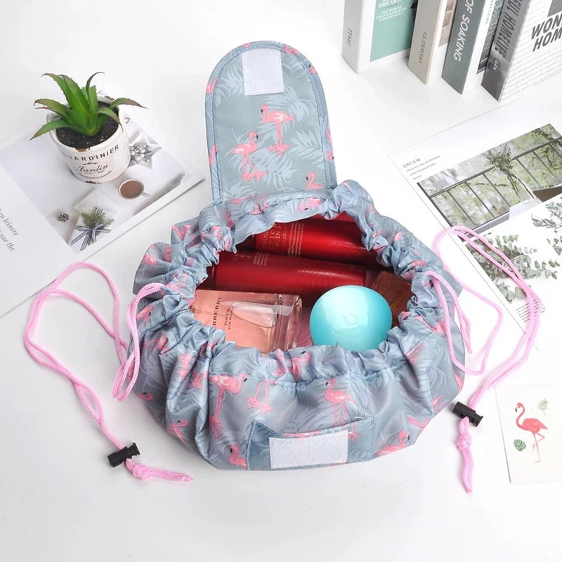 Mulheres cordão saco de cosméticos armazenamento de viagem saco de maquiagem organizador feminino compõem bolsa portátil à prova dwaterproof água caso de beleza de higiene pessoal