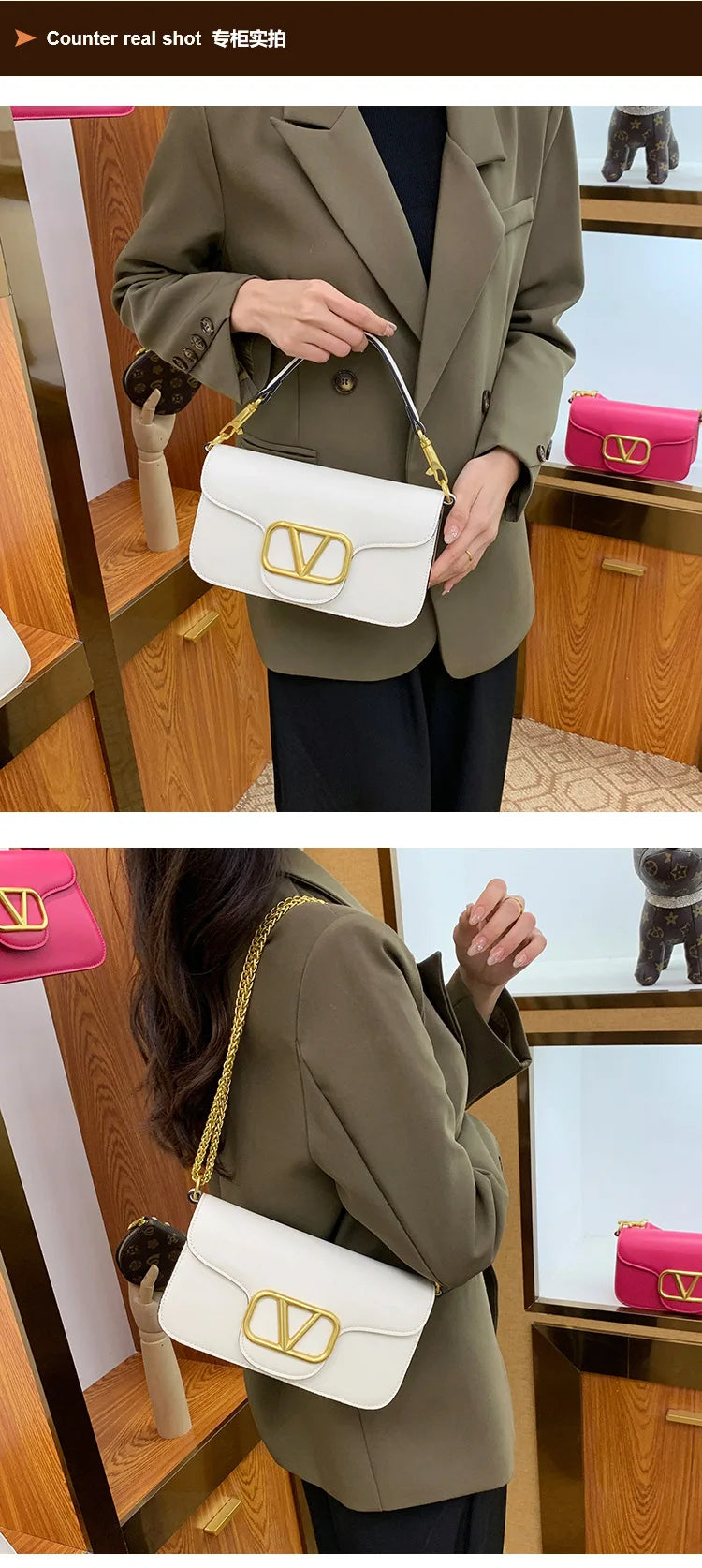 Bolsa feminina de couro de bezerro corrente de um ombro crossbody nova moda e versátil bolsa feminina de alta qualidade