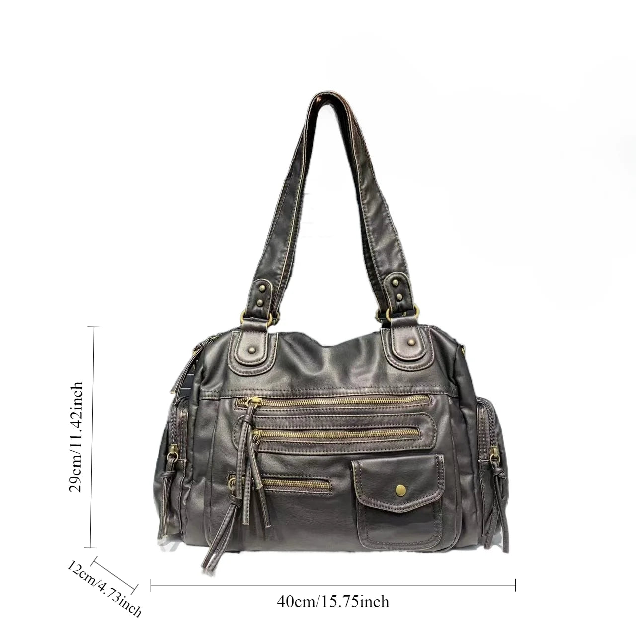 Y2k bolsa crossbody de ombro único para meninas, bolsa vintage de couro lavado para motocicleta, grande capacidade, bolsa com vários bolsos