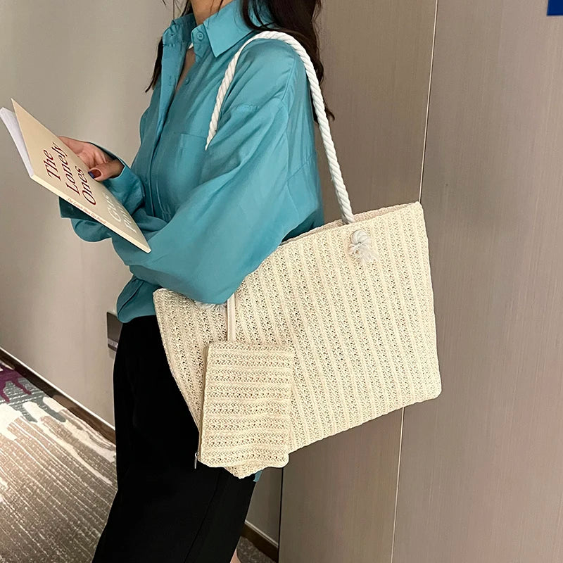 Designer bolsas femininas moda grande capacidade palha sacola verão praia saco casual bali grande bolsa