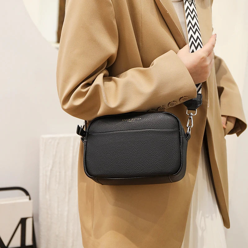Alta qualidade de couro genuíno das mulheres crossbody sacos ombro 2023 luxo cor sólida bolsa couro vaca feminino mensageiro tote sac