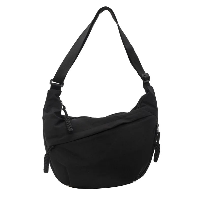 Bolsa de ombro de tecido de náilon nova alta capacidade feminina crossbody saco do mensageiro lazer versátil ombro hobos saco