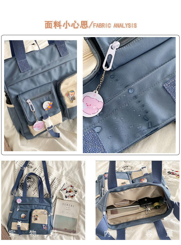 Bolsa de ombro feminina de lona à prova d'água, bolsa mensageiro de nylon para mulheres, bolsa crossbody oxford, sacola de livros para meninas