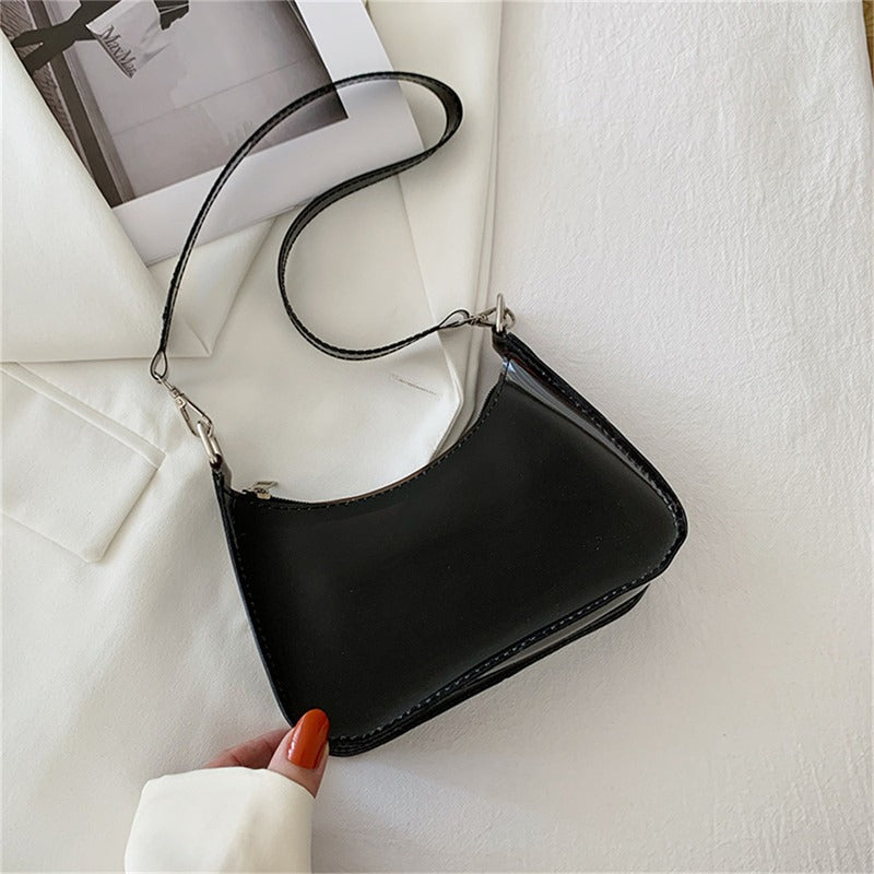 Bolsa de ombro de gelatina transparente para mulheres, bolsas pequenas com zíper nas axilas Y2K e bolsa da moda