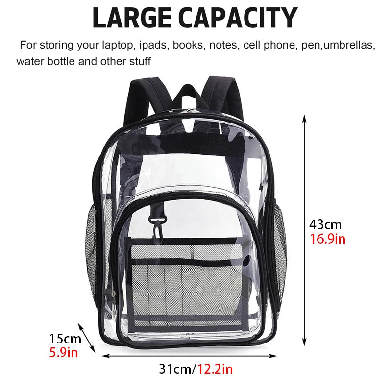 Bolsa de ombro transparente unissex moda simples grande capacidade mochilas portáteis multifuncional à prova dwaterproof água masculino feminino mochila