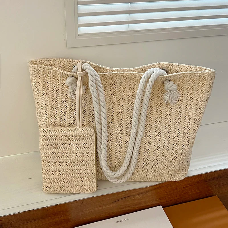 Designer bolsas femininas moda grande capacidade palha sacola verão praia saco casual bali grande bolsa