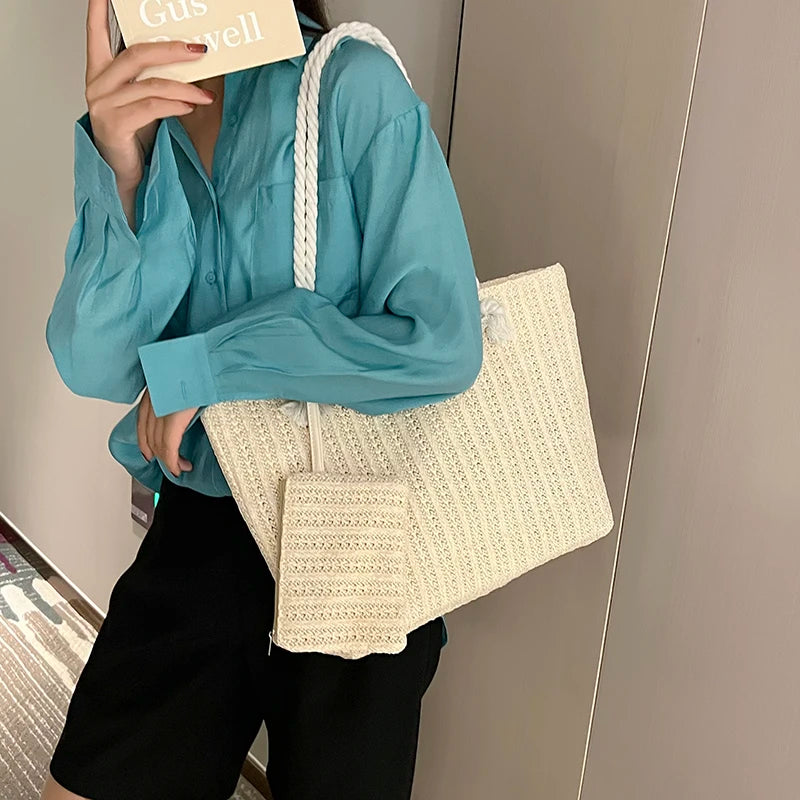 Designer bolsas femininas moda grande capacidade palha sacola verão praia saco casual bali grande bolsa