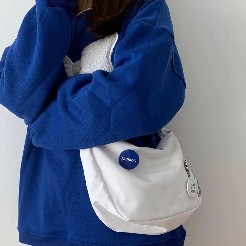 Marca da moda bolsa de ombro versátil feminina, bolsa tiracolo casual, moda coreana e japonesa, azul klein, novo estilo, 2024