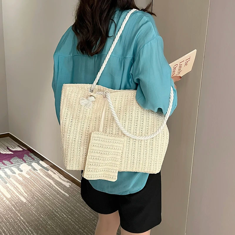 Designer bolsas femininas moda grande capacidade palha sacola verão praia saco casual bali grande bolsa
