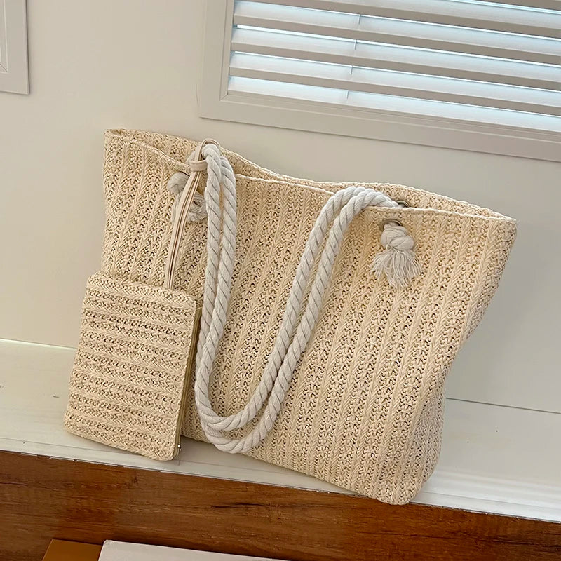 Designer bolsas femininas moda grande capacidade palha sacola verão praia saco casual bali grande bolsa