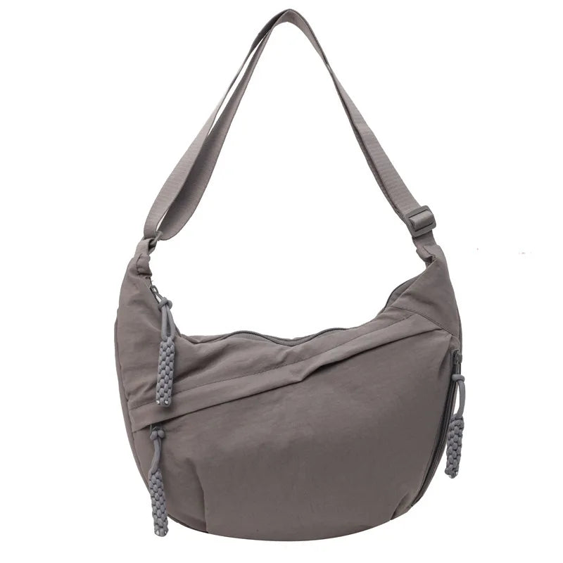 Bolsa de ombro de tecido de náilon nova alta capacidade feminina crossbody saco do mensageiro lazer versátil ombro hobos saco