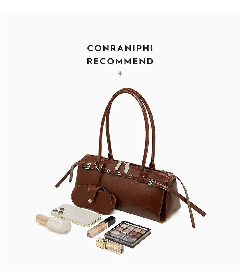2025 nova bolsa de ombro feminina de couro genuíno luxo senhoras bolsa baguette saco feminino commuter compras axilas saco