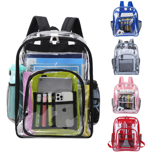 Bolsa de ombro transparente unissex moda simples grande capacidade mochilas portáteis multifuncional à prova dwaterproof água masculino feminino mochila