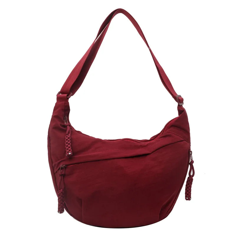Bolsa de ombro de tecido de náilon nova alta capacidade feminina crossbody saco do mensageiro lazer versátil ombro hobos saco