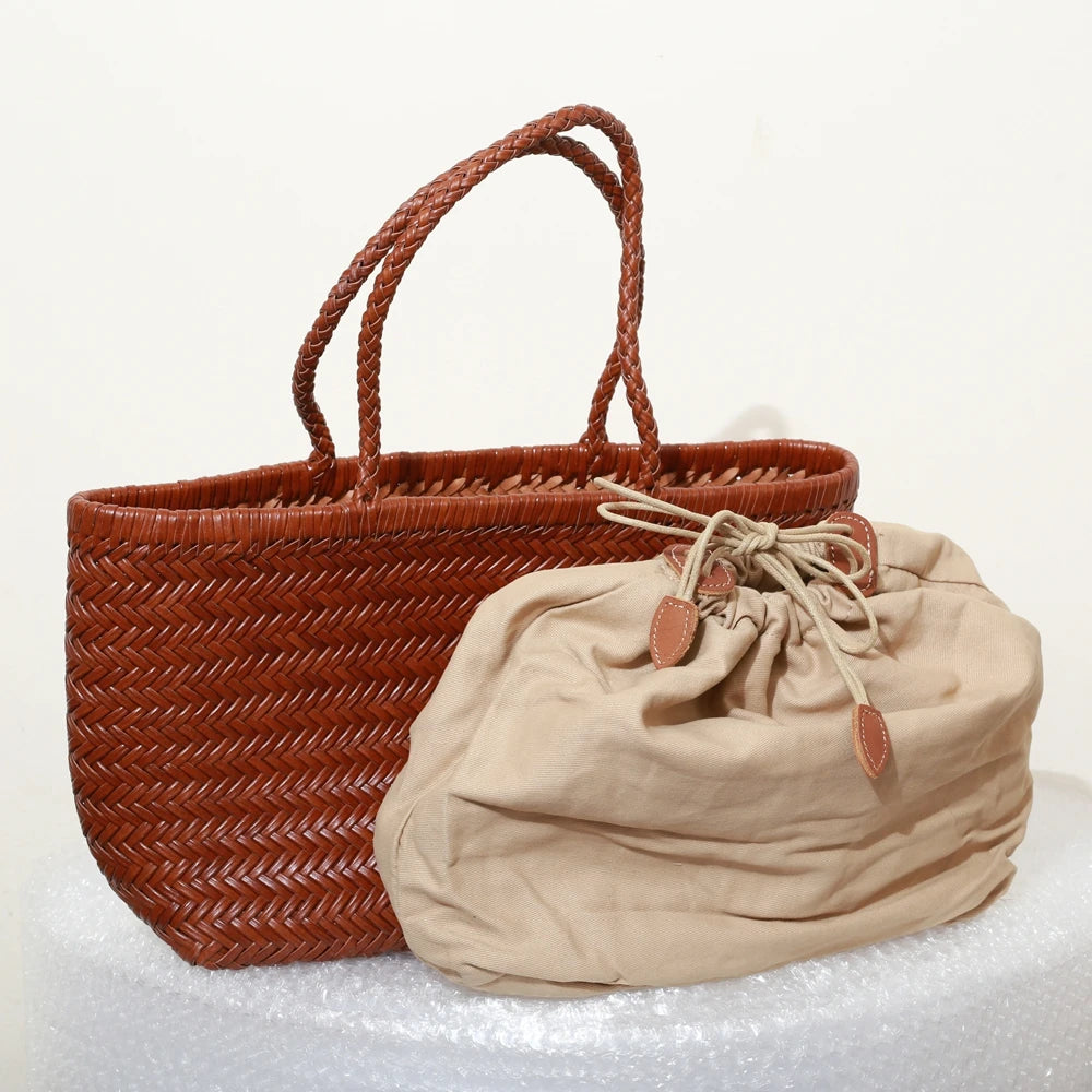 Bolsas femininas de couro genuíno bolsa de ombro tecelagem casual saco de compras vintage grande tote bolsa de mão cruz senhora