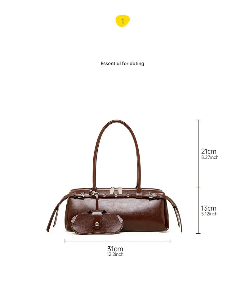 2025 nova bolsa de ombro feminina de couro genuíno luxo senhoras bolsa baguette saco feminino commuter compras axilas saco
