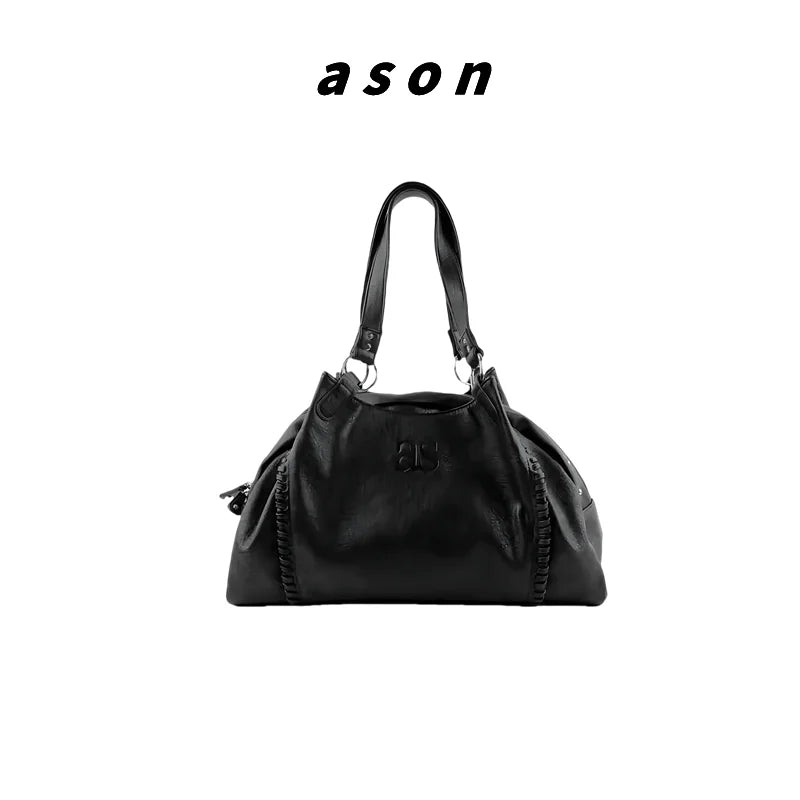 Nicho coreano ASON 24FW couro mini motocicleta bolsa de ombro único axila bolsa de grande capacidade