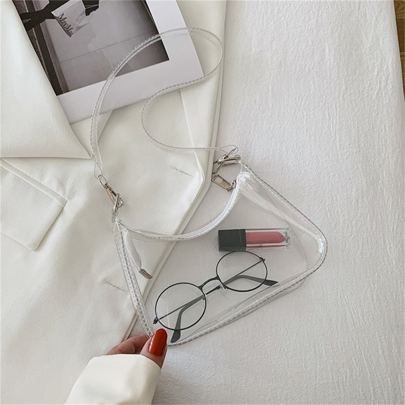 Bolsa de ombro de gelatina transparente para mulheres, bolsas pequenas com zíper nas axilas Y2K e bolsa da moda