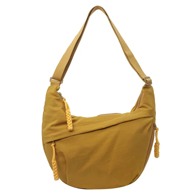 Bolsa de ombro de tecido de náilon nova alta capacidade feminina crossbody saco do mensageiro lazer versátil ombro hobos saco