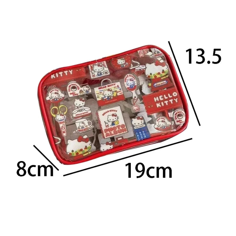 Ins moda coreana hellokitty bolsa de maquiagem pvc transparente grande capacidade à prova dwaterproof água batom saco de armazenamento washbag meninas mulher presente