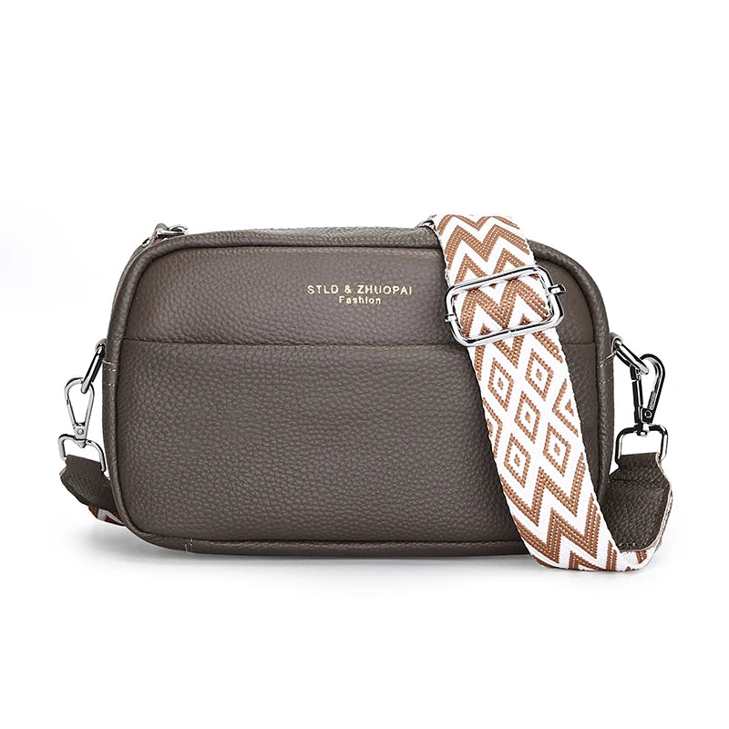 Alta qualidade de couro genuíno das mulheres crossbody sacos ombro 2023 luxo cor sólida bolsa couro vaca feminino mensageiro tote sac