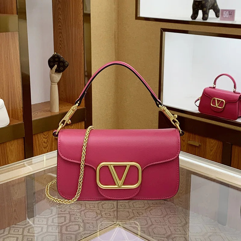 Bolsa feminina de couro de bezerro corrente de um ombro crossbody nova moda e versátil bolsa feminina de alta qualidade